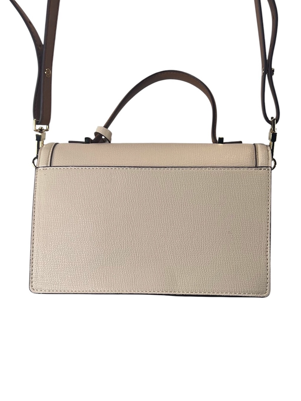 Ted Baker London Riley 2 Tone Cream/ Brown Leather Satchel/Crossbody Purse - Picture 2 of 13